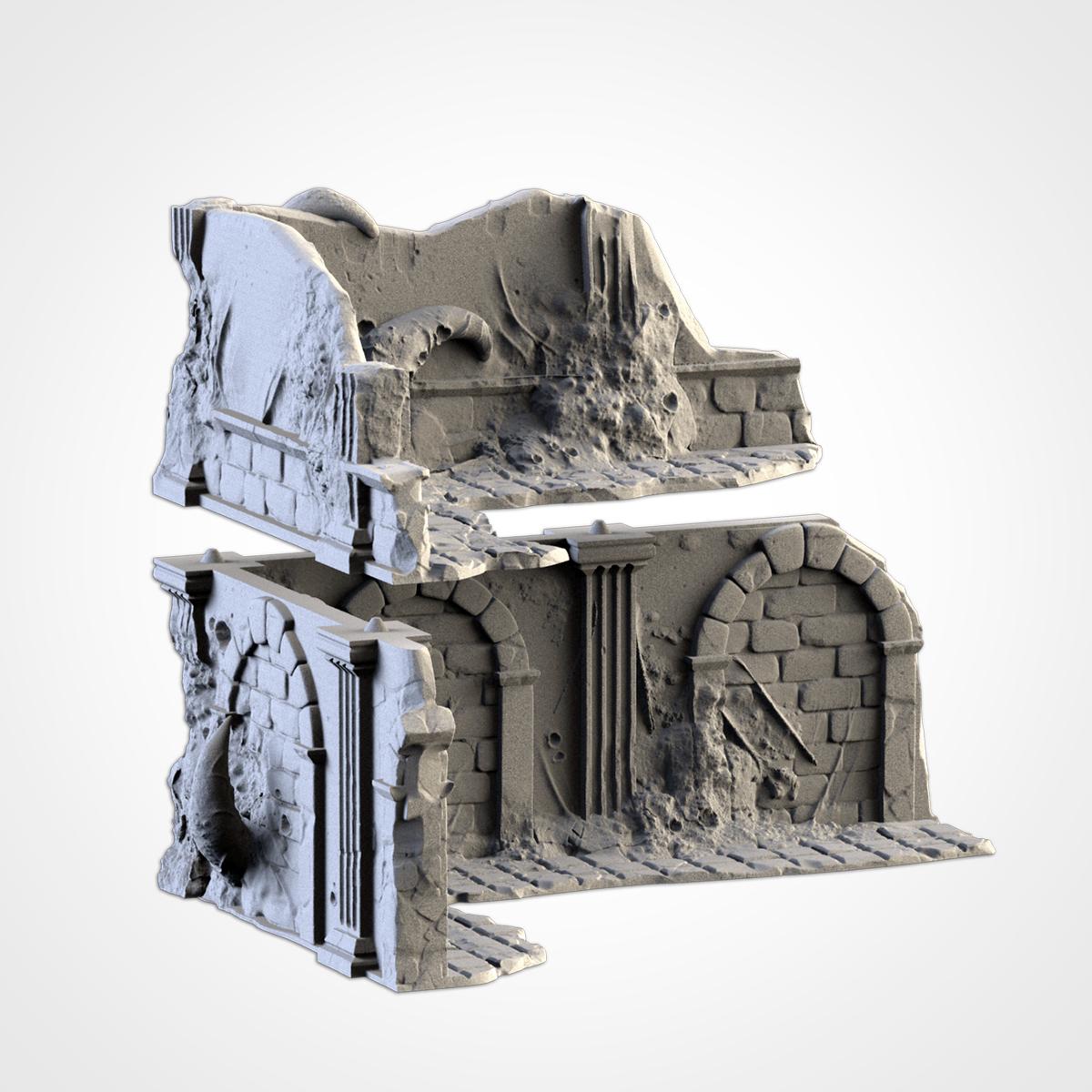 Infected Ruins Terrain Set | 32mm Corrupted Diseased Building Scenery | Plague Wargaming Tabletop Horror | RPG Diorama