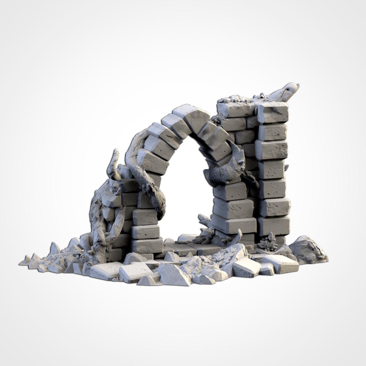 Abandoned City Ruins Terrain Set | 32mm Ruined Medieval Town Buildings | Tabletop Wargaming Fantasy Scenery | Cursed Village RPG Diorama