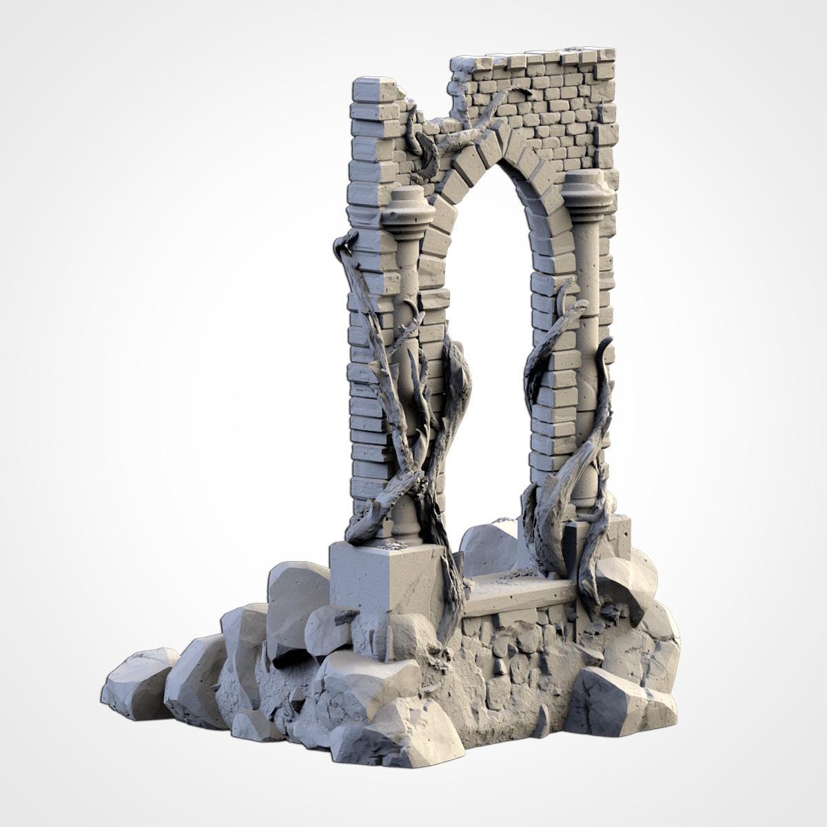Abandoned City Ruins Terrain Set | 32mm Ruined Medieval Town Buildings | Tabletop Wargaming Fantasy Scenery | Cursed Village RPG Diorama