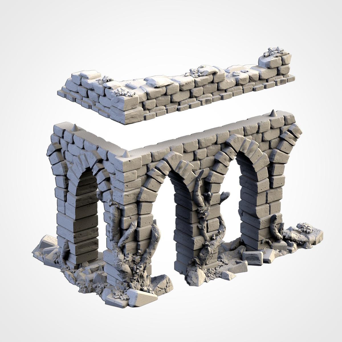 Abandoned City Ruins Terrain Set | 32mm Ruined Medieval Town Buildings | Tabletop Wargaming Fantasy Scenery | Cursed Village RPG Diorama