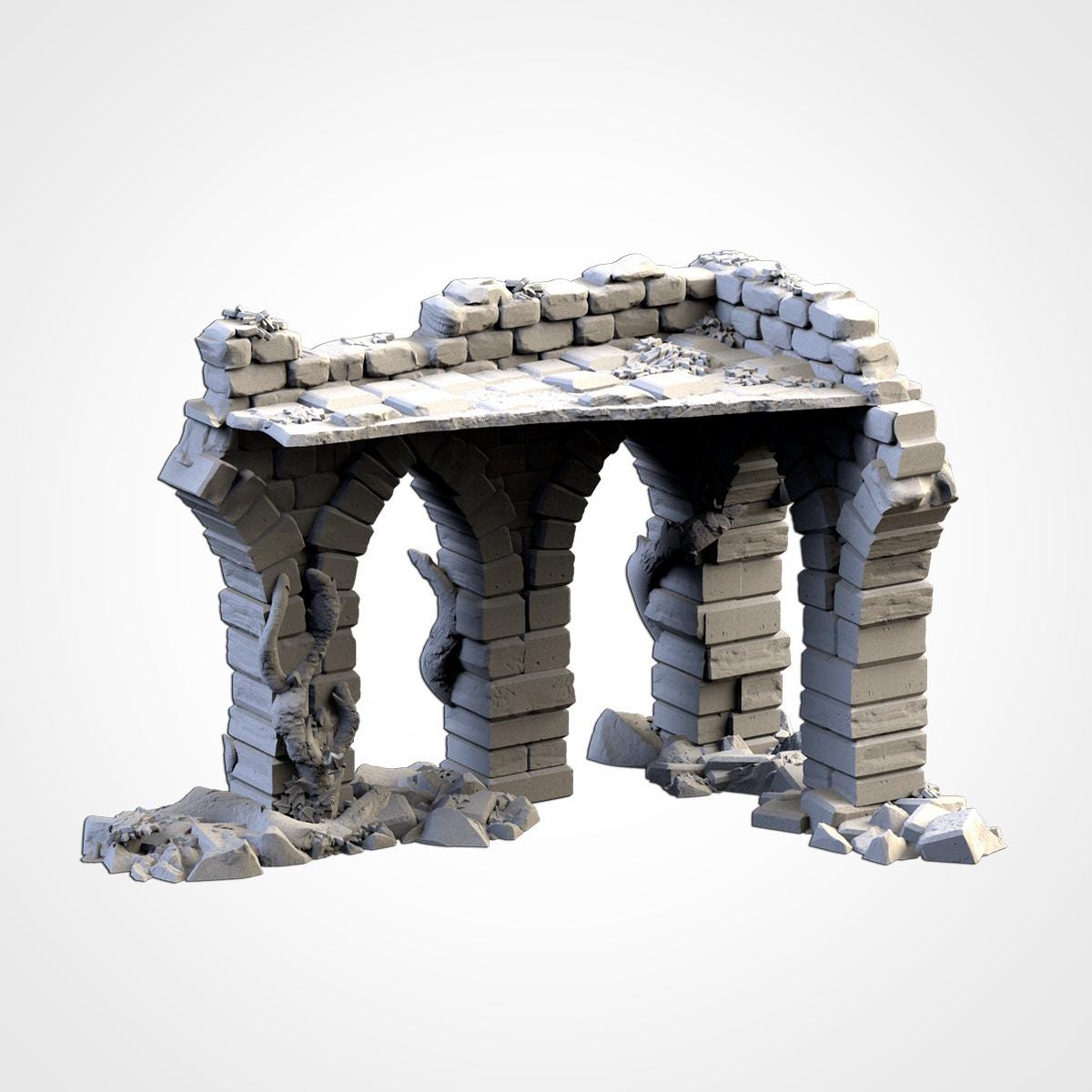 Abandoned City Ruins Terrain Set | 32mm Ruined Medieval Town Buildings | Tabletop Wargaming Fantasy Scenery | Cursed Village RPG Diorama