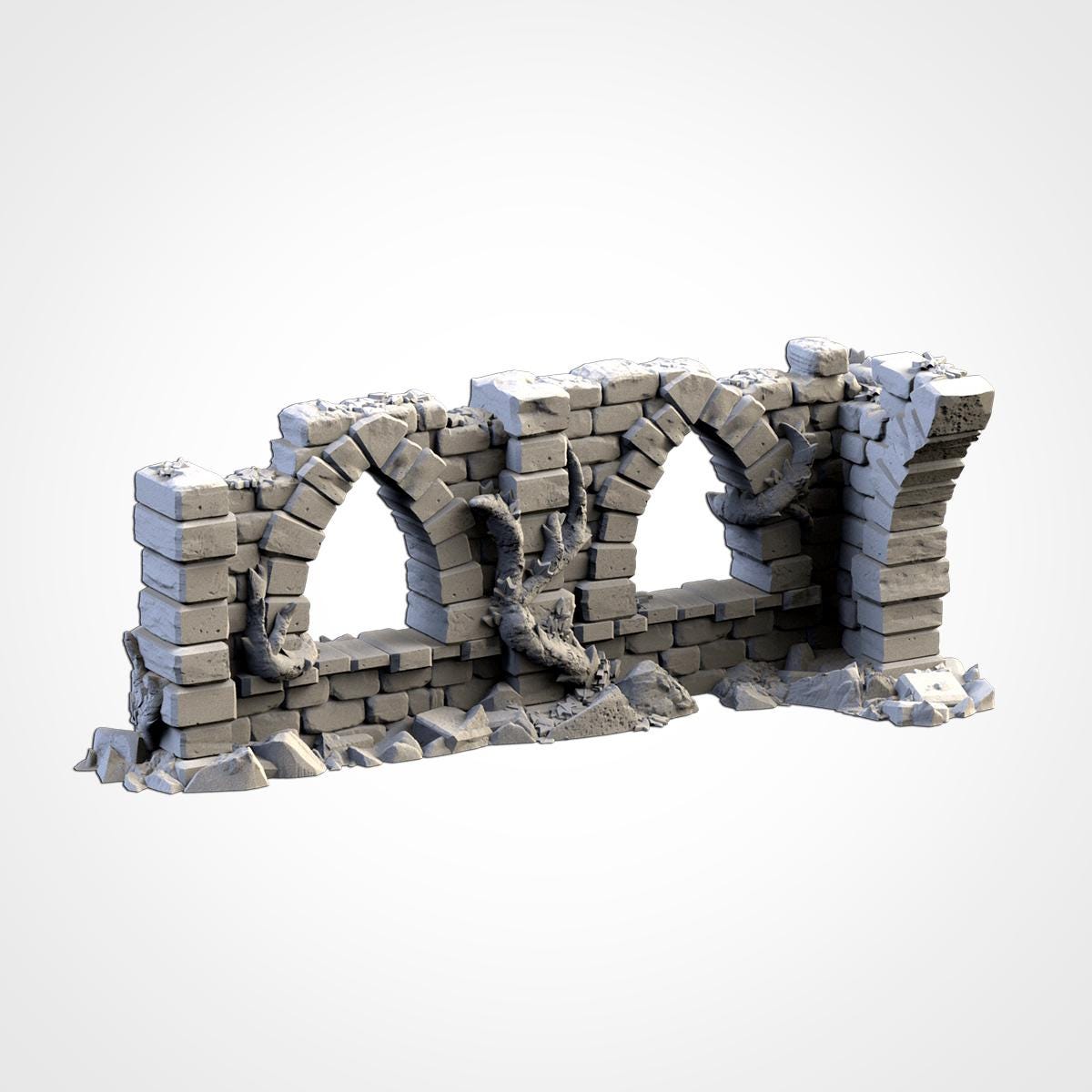 Abandoned City Ruins Terrain Set | 32mm Ruined Medieval Town Buildings | Tabletop Wargaming Fantasy Scenery | Cursed Village RPG Diorama