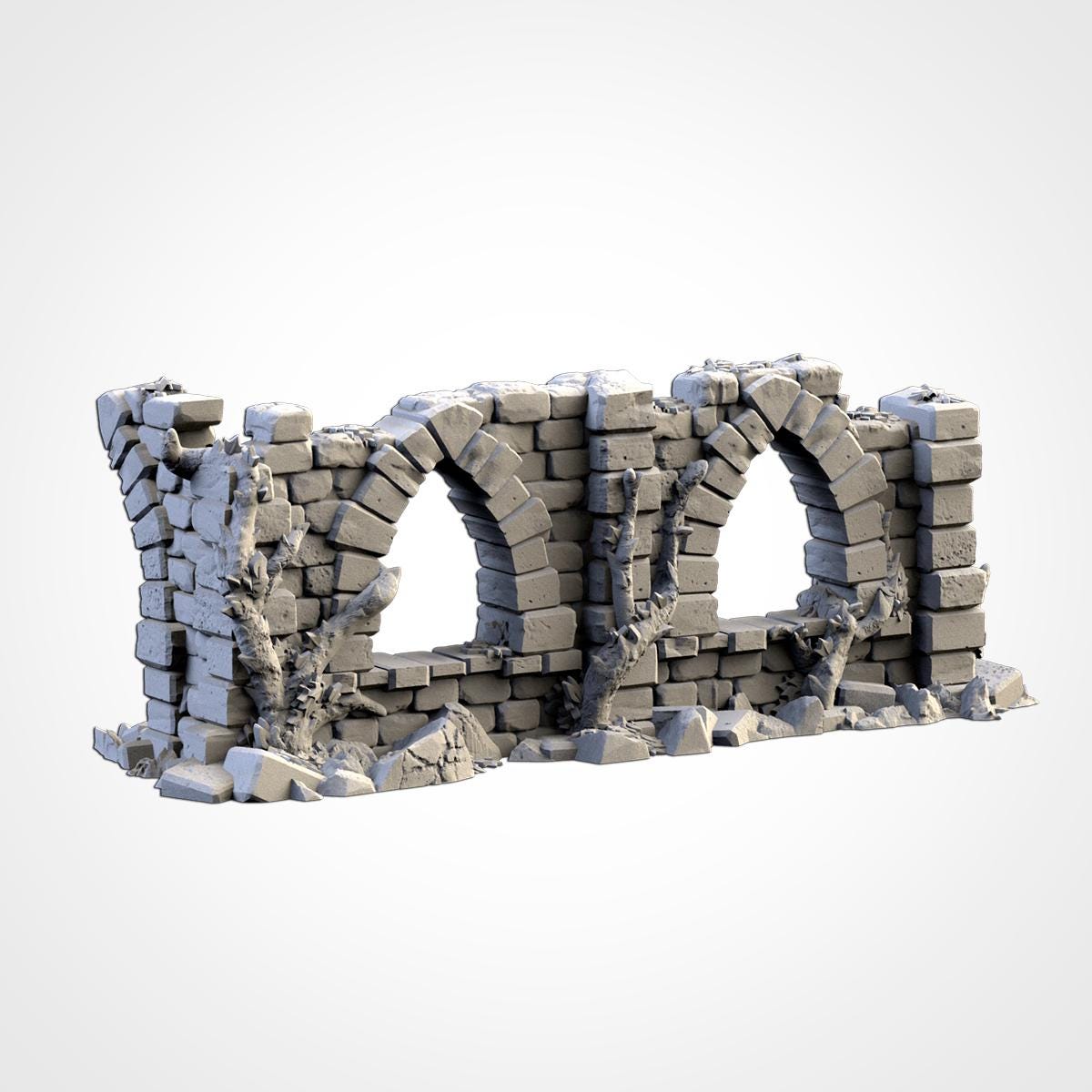 Abandoned City Ruins Terrain Set | 32mm Ruined Medieval Town Buildings | Tabletop Wargaming Fantasy Scenery | Cursed Village RPG Diorama