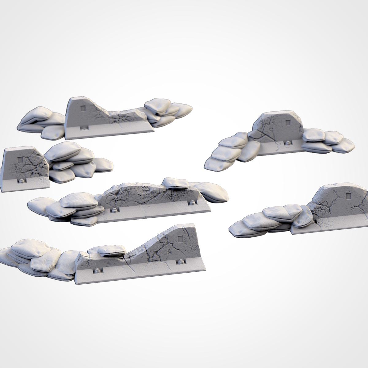 Street Barricades Terrain Set | 32mm Sandbags Barrels & Fences Cover | Tabletop Wargaming Scatter Scenery | Sci-Fi WWII Urban Defenses