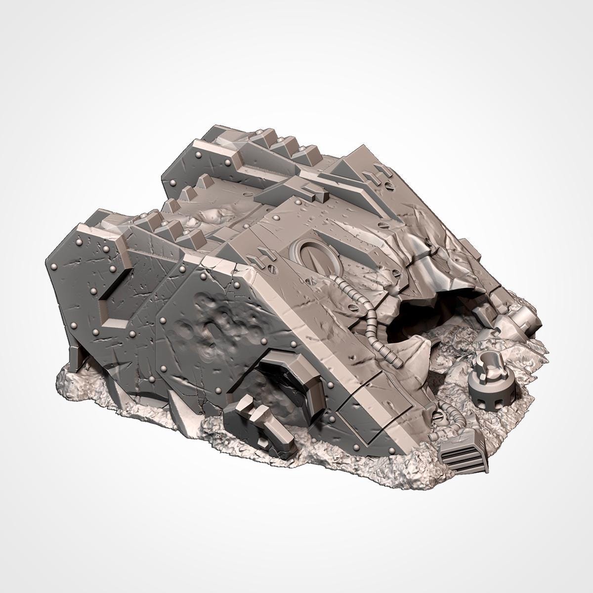 Crashed Tank Wrecks Terrain Set | 32mm Destroyed Sci-Fi Vehicle Scenery | Tabletop Wargaming Battlefield Cover | Post Apocalyptic Diorama