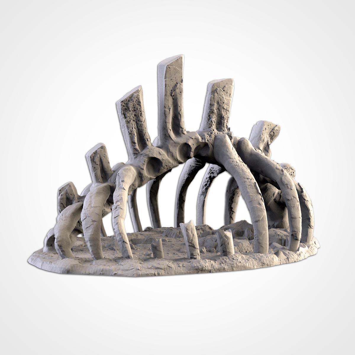 Giant Bones Terrain Set | 32mm Monster Skeleton Dragon Ribcage Scenery | Fantasy Tabletop Wargaming Graveyard | Undead RPG Diorama