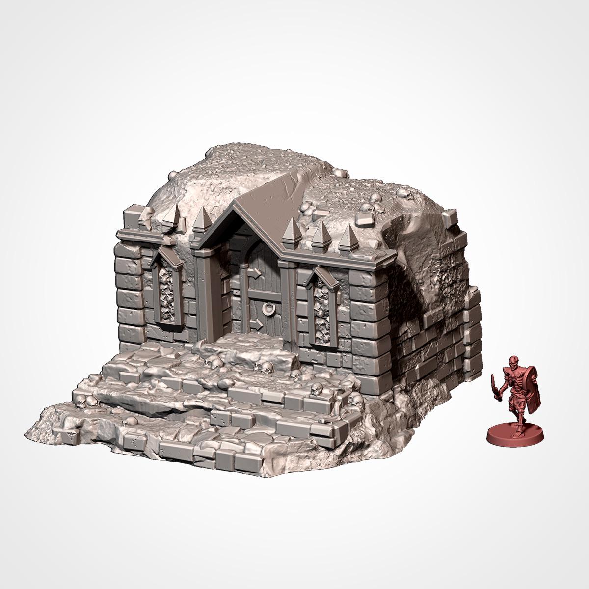 Cursed Mausoleum Terrain | 32mm Gothic Crypt Tomb Graveyard Scenery | Fantasy Tabletop Wargaming Building | Undead Haunted RPG Diorama