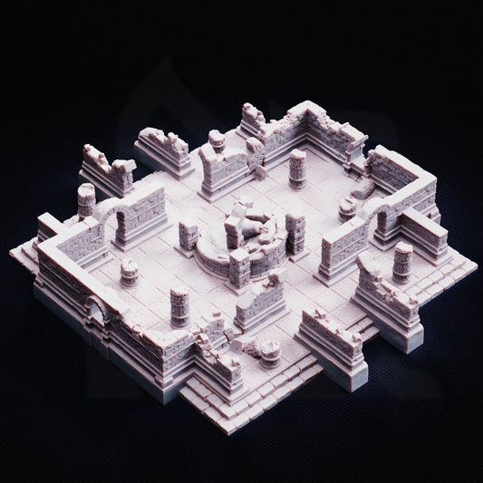 Ancient Temple Ruins Terrain Set | 28mm Desert Sandstone Fantasy Scenery | Lost Elven Tabletop Wargaming Building | Undead RPG Diorama