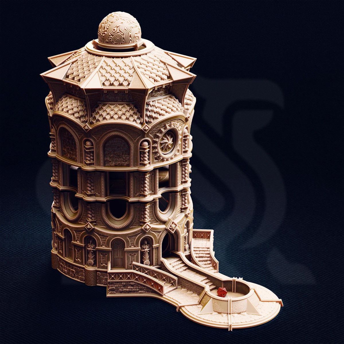 Elven Sun Temple Dice Tower | 28mm Modular Fantasy Spire Terrain | Playable Tabletop RPG Scenery Centerpiece | DnD Wargaming Building Set