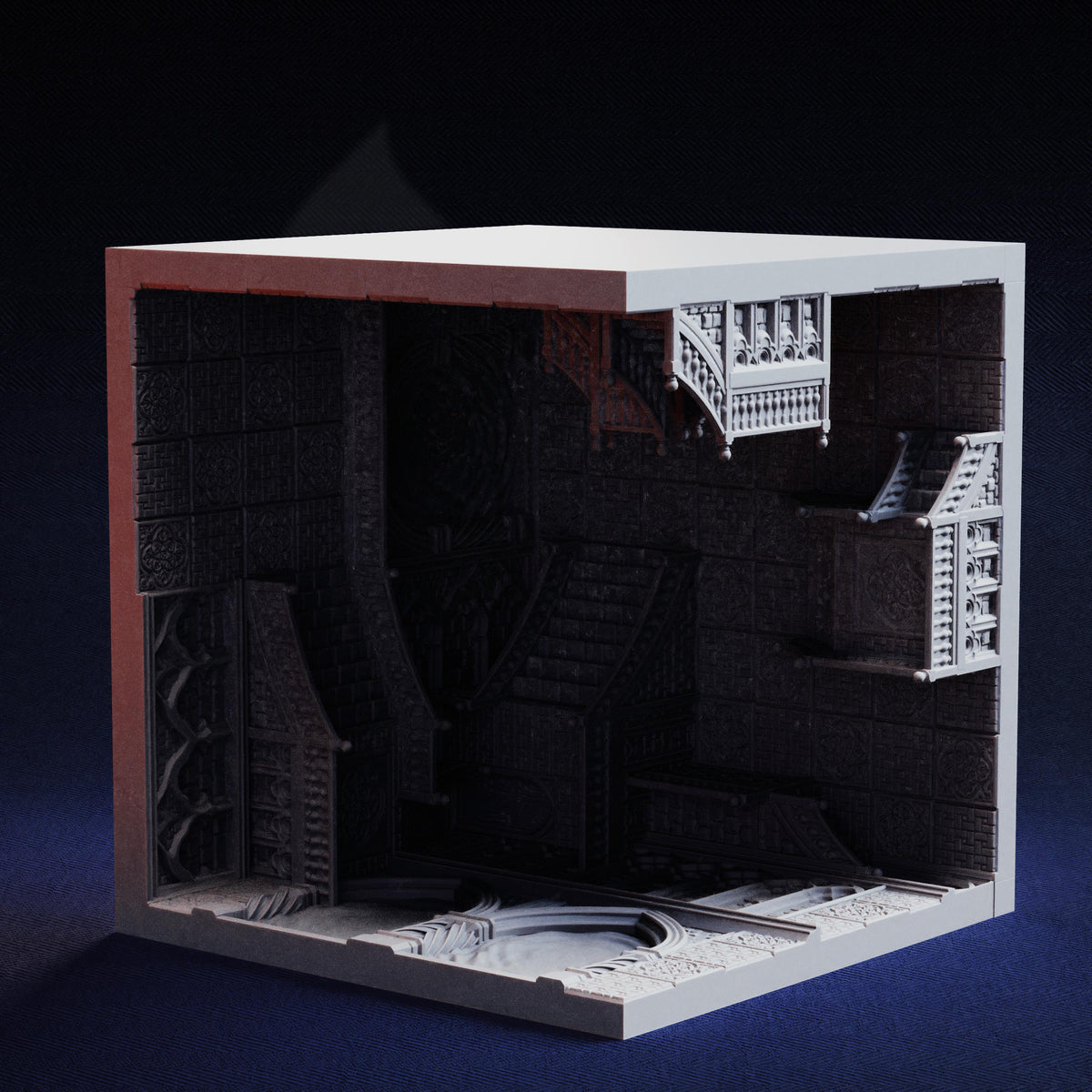 Impossible Room Terrain Set | 28mm Gravity Defying Staircase Dungeon | Surreal Optical Illusion Fantasy Scenery | DnD RPG Diorama