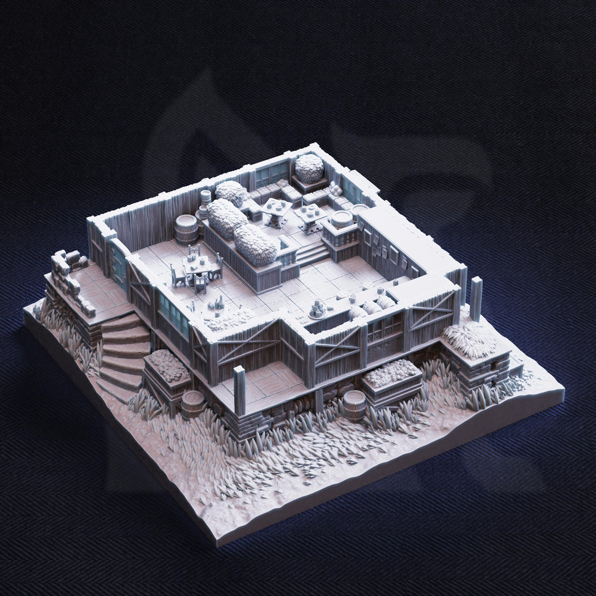 Fantasy Tavern Inn Terrain Set | 28mm Multi Level Bar with Secret Hideout Basement | Tabletop RPG Scenery & Furniture | DnD City Diorama