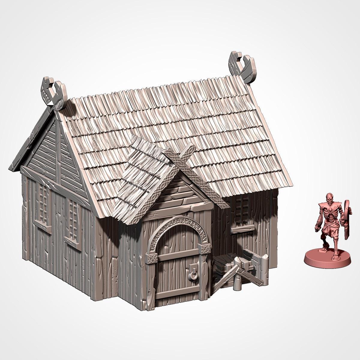 Medieval Viking Village Terrain Set | 32mm Thatched Timber House Scenery | Fantasy Tabletop Wargaming Buildings | Norse Saxon RPG Diorama