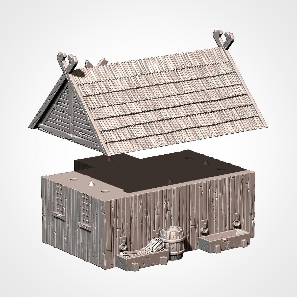 Medieval Viking Village Terrain Set | 32mm Thatched Timber House Scenery | Fantasy Tabletop Wargaming Buildings | Norse Saxon RPG Diorama