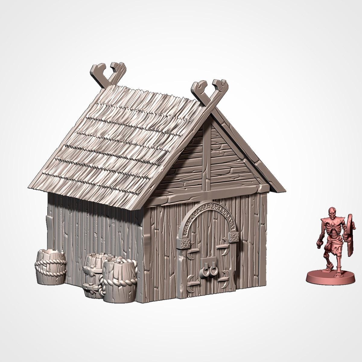 Medieval Viking Village Terrain Set | 32mm Thatched Timber House Scenery | Fantasy Tabletop Wargaming Buildings | Norse Saxon RPG Diorama