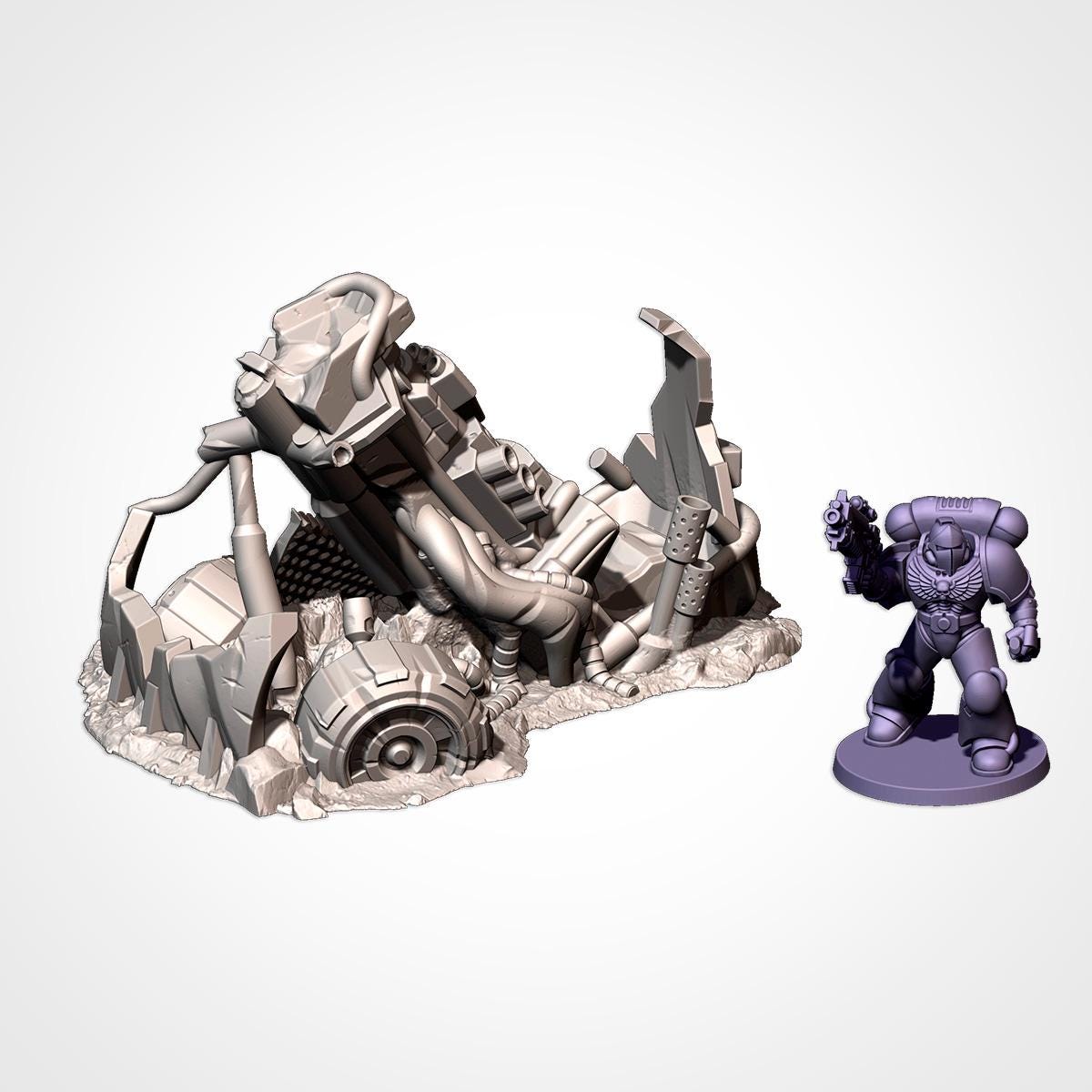 Crashed Orc Buggies Terrain Set | 32mm Destroyed Sci-Fi Vehicle Wrecks | Tabletop Wargaming Battlefield Cover | Post Apocalyptic Diorama