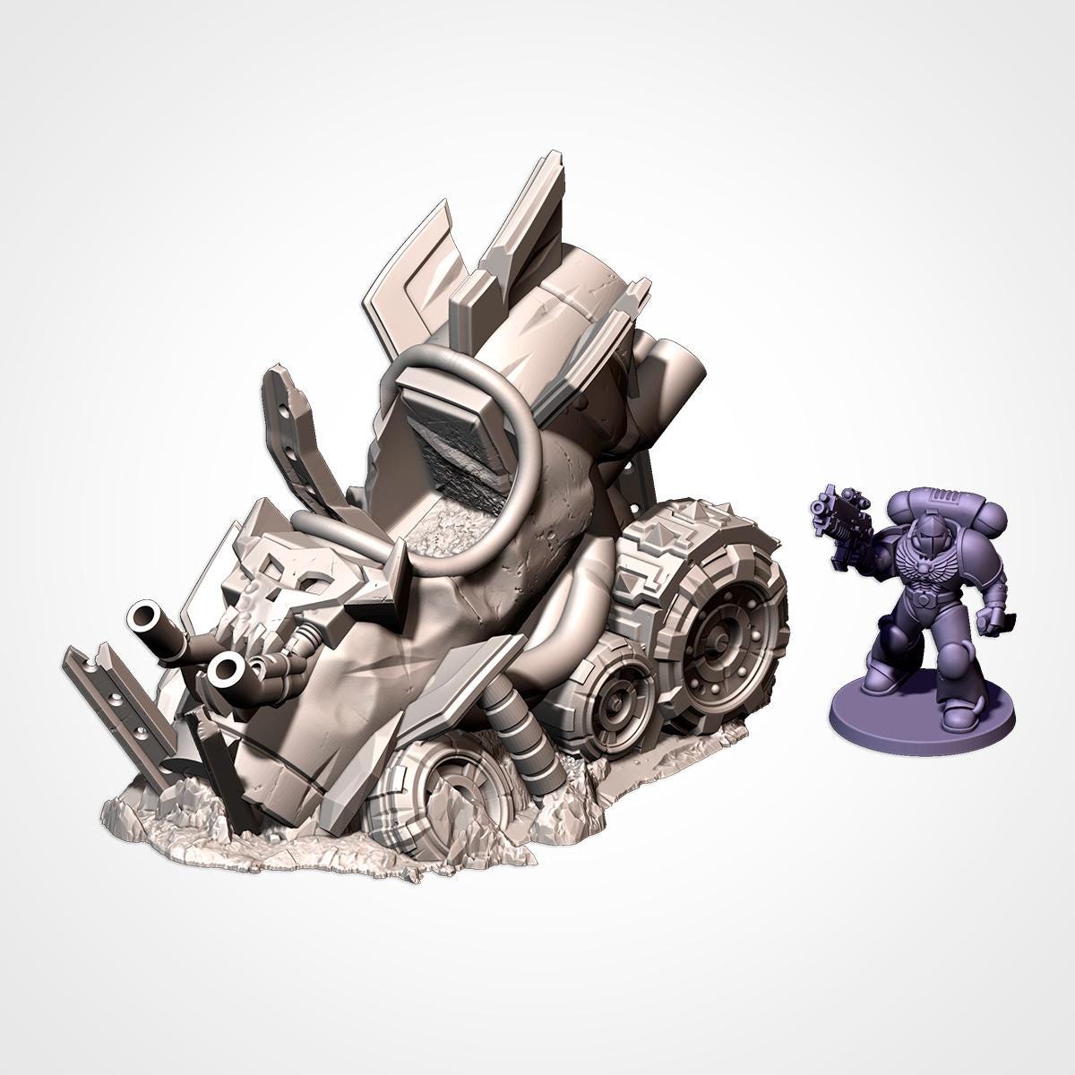 Crashed Orc Buggies Terrain Set | 32mm Destroyed Sci-Fi Vehicle Wrecks | Tabletop Wargaming Battlefield Cover | Post Apocalyptic Diorama