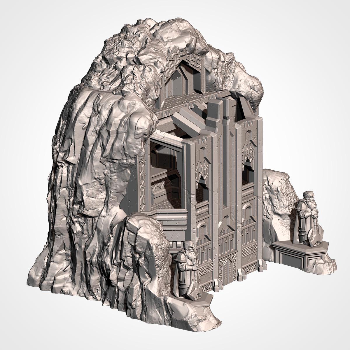 Large Fantasy Mountain Terrain | 32mm Dwarven Mountain Hold Scenery | Tabletop Wargaming Modular Peak | RPG Cavern Stronghold Diorama