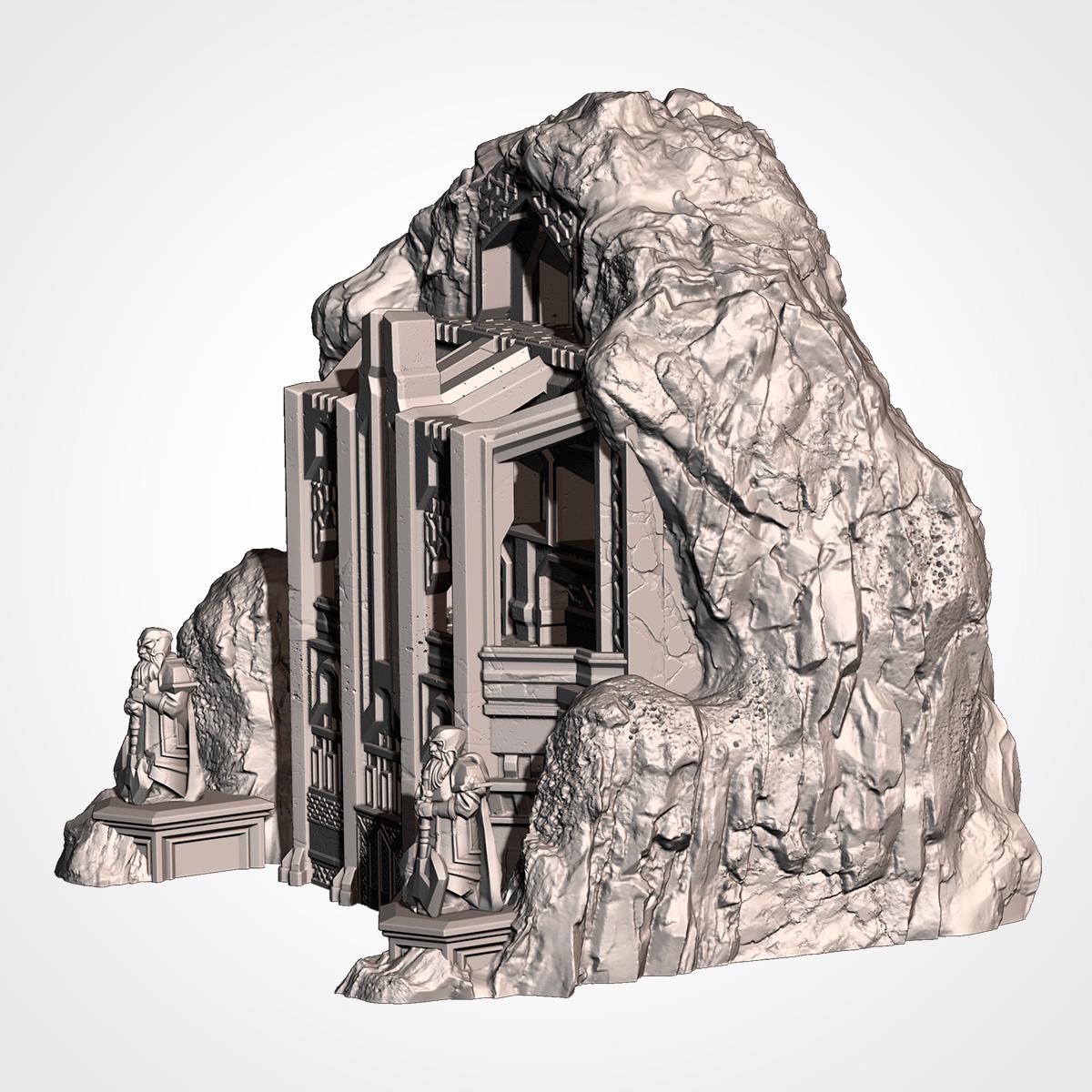 Large Fantasy Mountain Terrain | 32mm Dwarven Mountain Hold Scenery | Tabletop Wargaming Modular Peak | RPG Cavern Stronghold Diorama