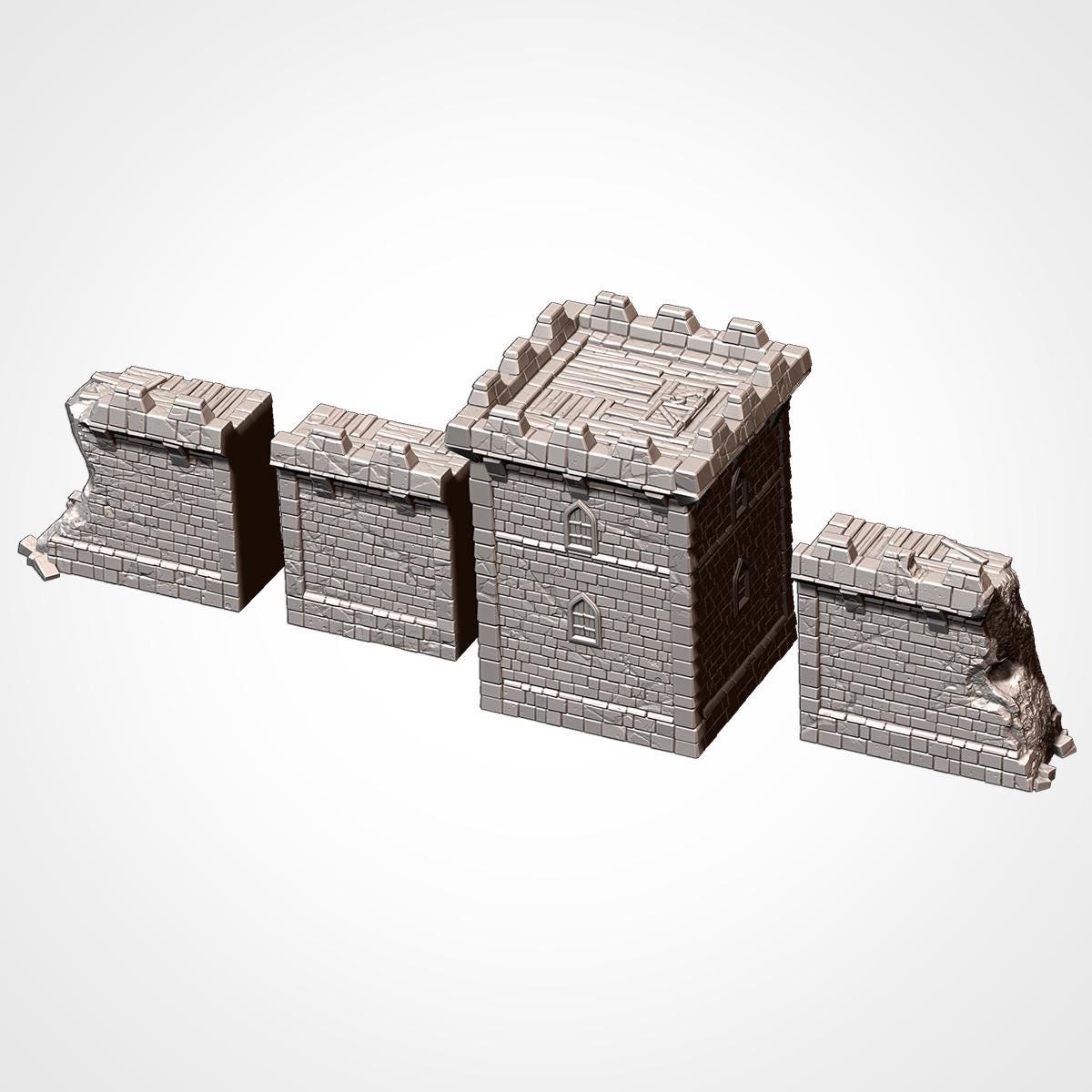 Medieval Castle Fortress Terrain Set | 32mm Fantasy Stronghold Walls & Towers | Tabletop Wargaming Scenery Building | RPG Keep Diorama