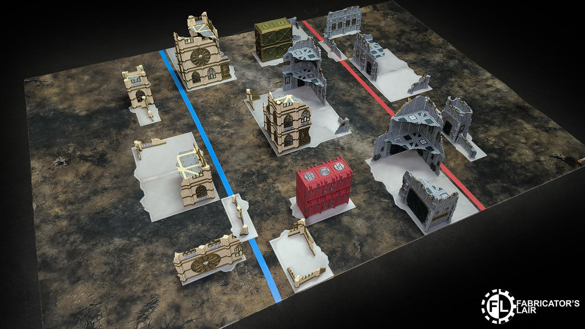 Foldable Gothic Grimdark Ruins Terrain | 32mm Sci Fi Scenery for Wargaming | Modular Tabletop RPG Buildings