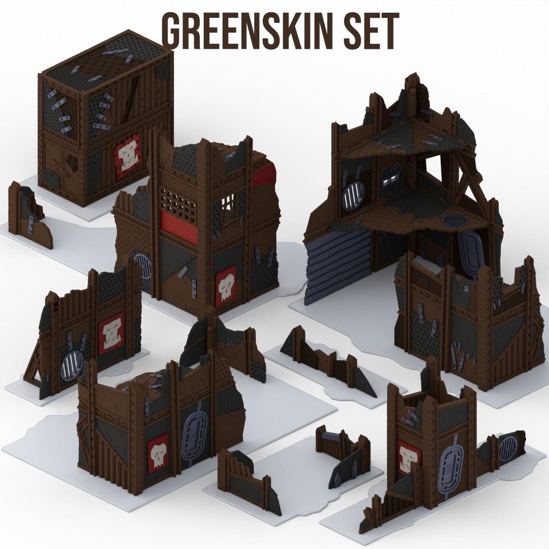 Foldable Gothic Grimdark Ruins Terrain | 32mm Sci Fi Scenery for Wargaming | Modular Tabletop RPG Buildings