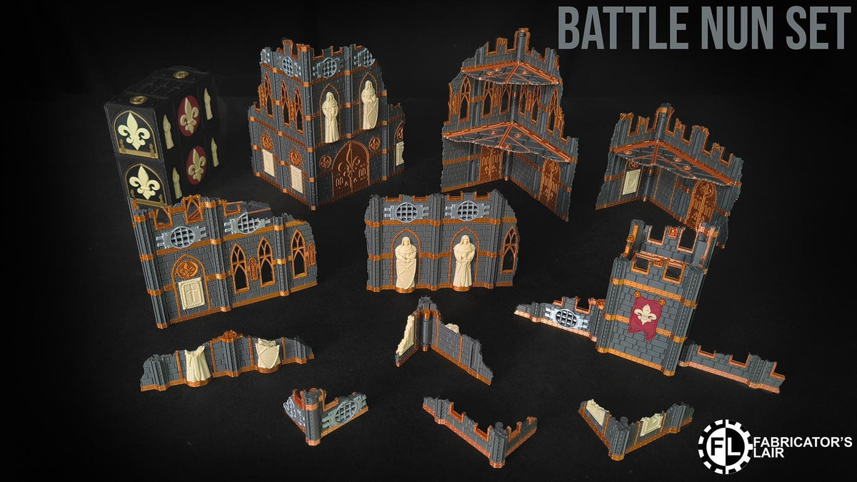 Foldable Gothic Grimdark Ruins Terrain | 32mm Sci Fi Scenery for Wargaming | Modular Tabletop RPG Buildings
