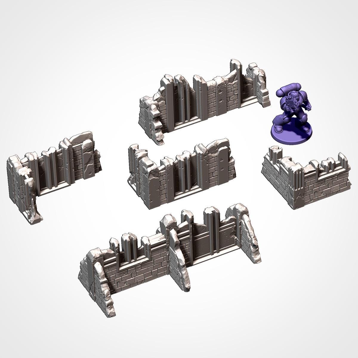 Complete Sci-Fi Ruins Table Terrain Set | 32mm Gothic Industrial Battlefield | Tabletop Wargaming Tournament Layout | Grimdark