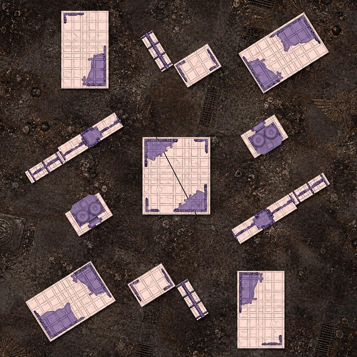 Complete Sci-Fi Ruins Table Terrain Set | 32mm Gothic Industrial Battlefield | Tabletop Wargaming Tournament Layout | Grimdark
