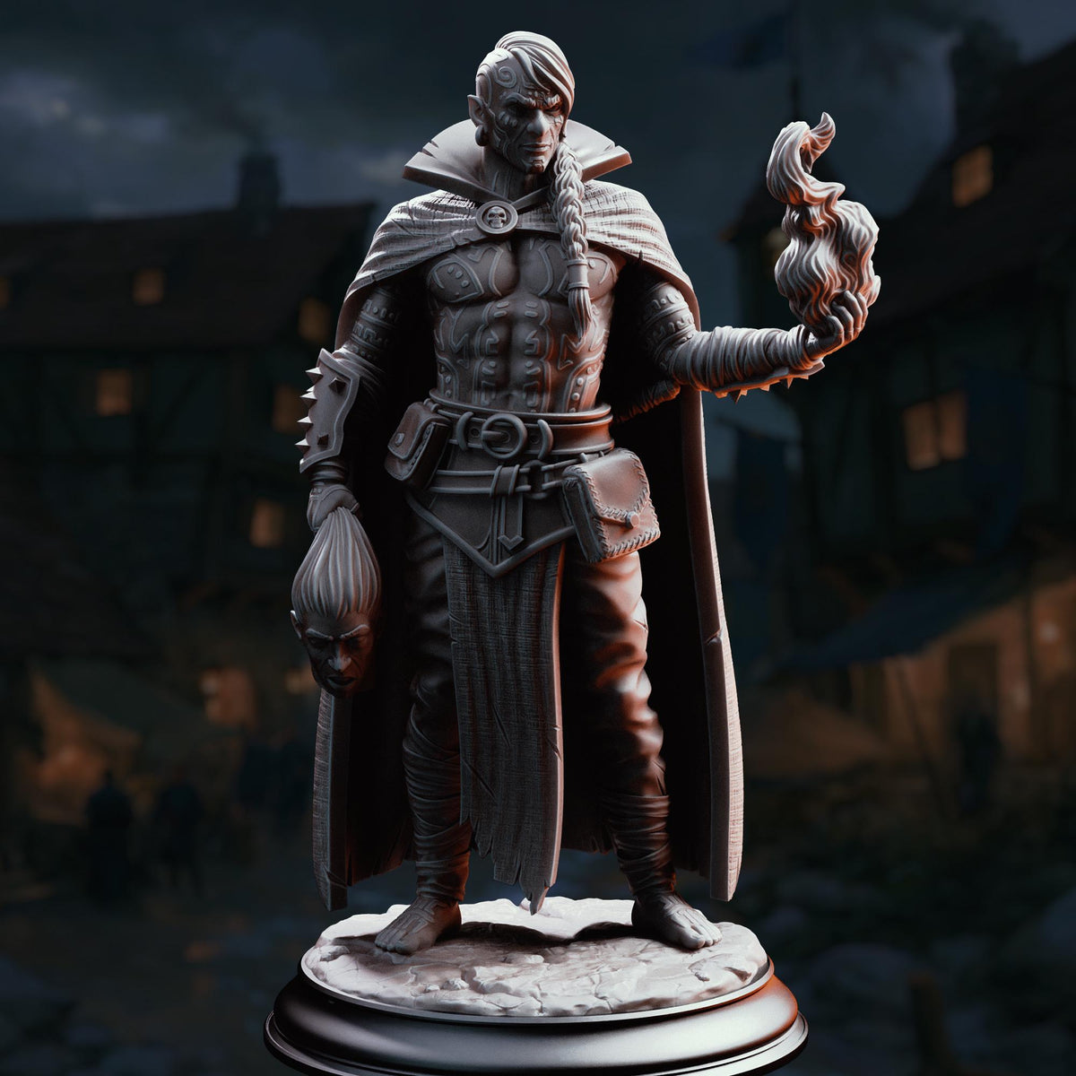 Half Elf Warlock Miniature Kael | 32mm 75mm Dark Sorcerer Resin Mini | Unpainted Tabletop RPG Spellcaster Figure | DnD Villain Character