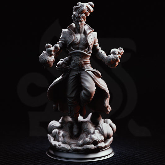 Storm Sorcerer Miniature Villam | 32mm 75mm Air Elemental Mage Resin Mini | Unpainted Tabletop RPG Spellcaster Figure | DnD Character