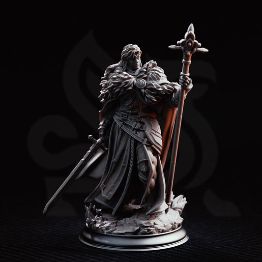 War Priestess Miniature Silvia | 32mm 75mm Battle Cleric Resin Mini | Unpainted Female Tabletop RPG Figure | DnD Paladin NPC Character