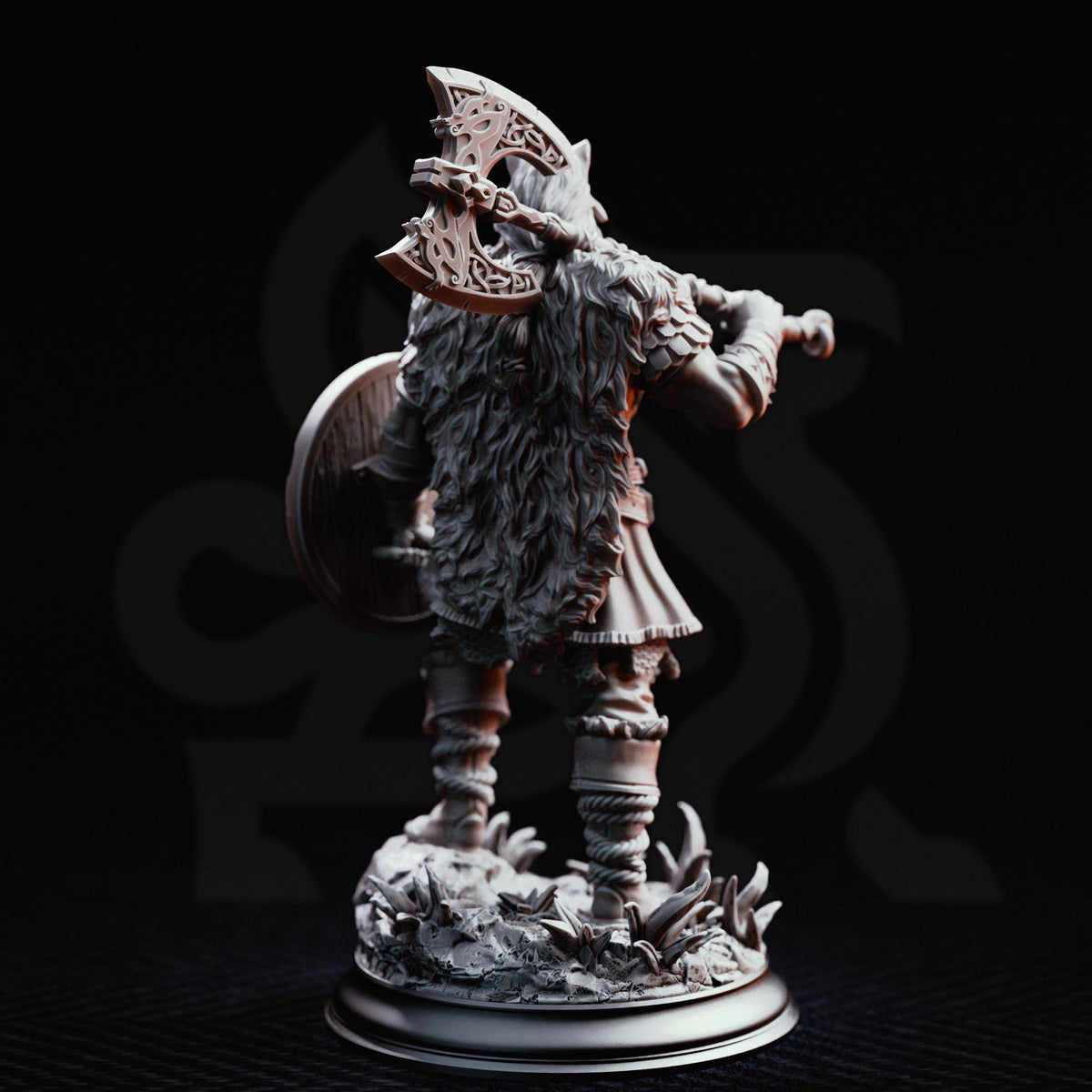Wolf Barbarian Miniature Skjolnir | 32mm 75mm Wildling Warrior Resin Mini | Unpainted Tabletop RPG Fighter Figure | DnD Character Model