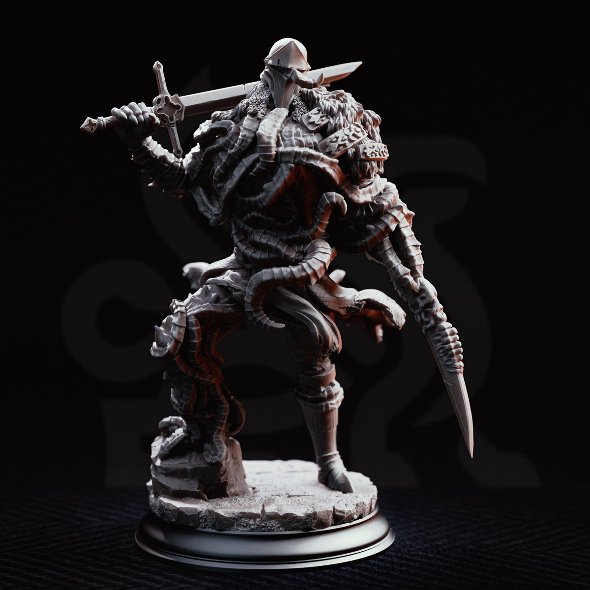 Plague Knight Miniatures Set | 32mm 75mm Blighted Undead Soldier Resin Minis | Unpainted Tabletop RPG Monster Figures | DnD Horror Enemy