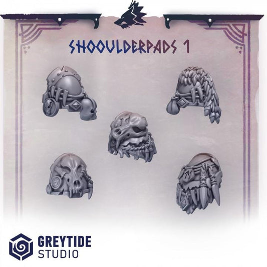 Primal Hounds Shoulderpads 1 for Wargames & Skirmish Tabletop 3d Printed Kit Bash Custom Bits