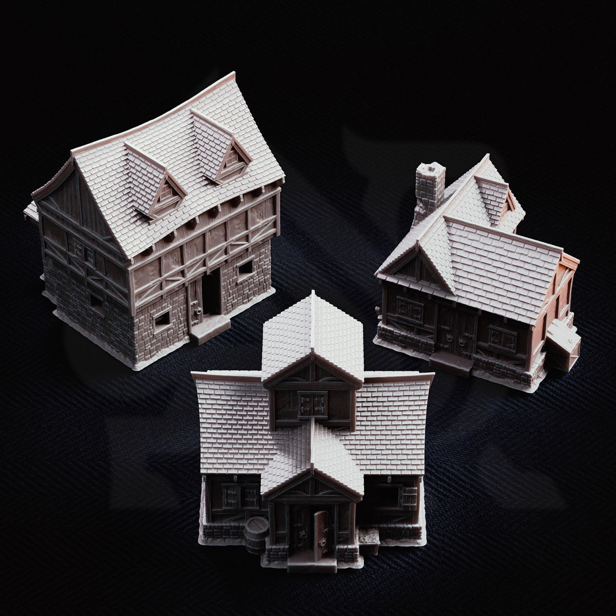 Medieval Village Terrain Set | 28mm Dark Fantasy Cottage Mill & Cabin Buildings | Tabletop RPG Wargaming Scenery | DnD Plague Town Diorama