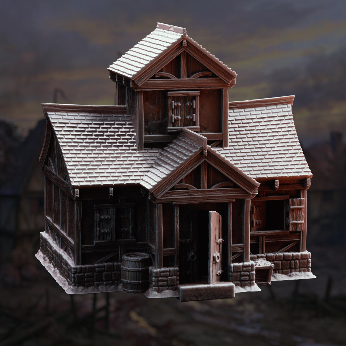 Medieval Village Terrain Set | 28mm Dark Fantasy Cottage Mill & Cabin Buildings | Tabletop RPG Wargaming Scenery | DnD Plague Town Diorama