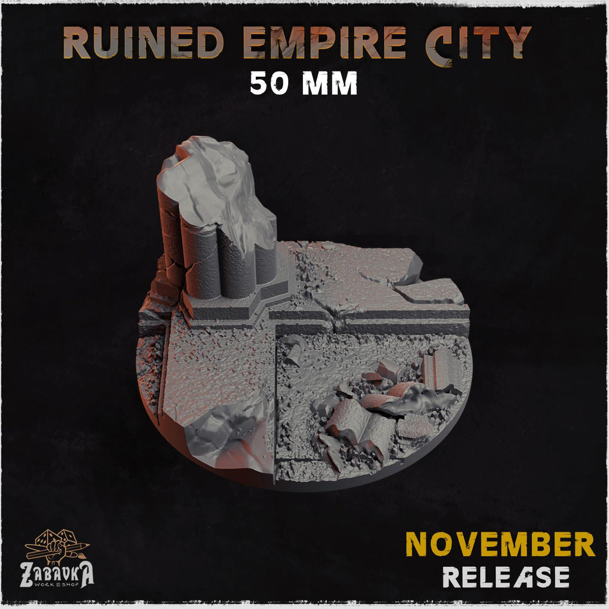 Ruined Roman City Miniature Bases & Toppers | 25mm 32mm 40mm Round Oval Sizes | Gothic Wargaming Resin Base Set | Magnet Ready Scenic Basing