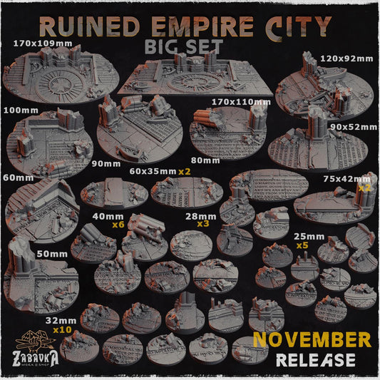 Ruined Roman City Miniature Bases & Toppers | 25mm 32mm 40mm Round Oval Sizes | Gothic Wargaming Resin Base Set | Magnet Ready Scenic Basing