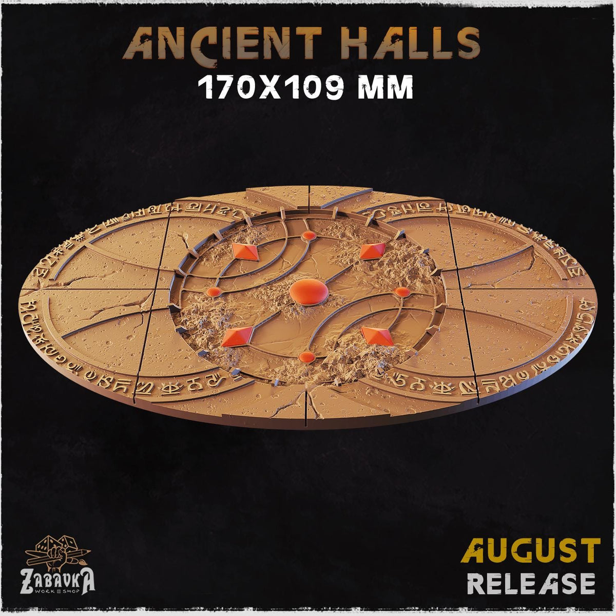 Ancient Temple Miniature Bases & Toppers | 25mm 32mm 40mm Round Oval Sizes | Arcane Crystal Wargaming Resin Base Set | Magnet Ready