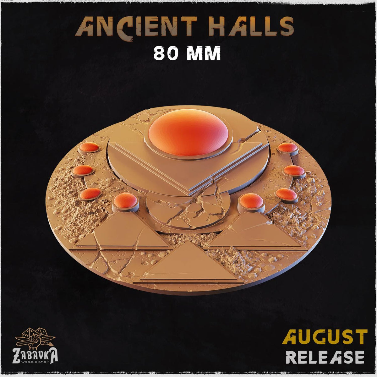 Ancient Temple Miniature Bases & Toppers | 25mm 32mm 40mm Round Oval Sizes | Arcane Crystal Wargaming Resin Base Set | Magnet Ready