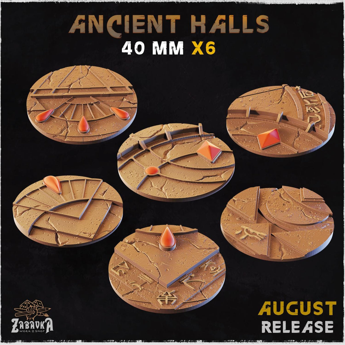 Ancient Temple Miniature Bases & Toppers | 25mm 32mm 40mm Round Oval Sizes | Arcane Crystal Wargaming Resin Base Set | Magnet Ready