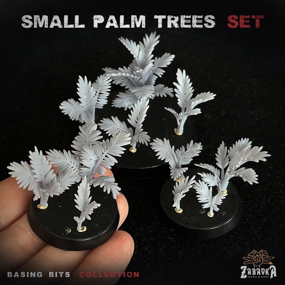 Small Palm Trees Basing Bits | Miniature Jungle Plant Resin Pieces | Tabletop Wargaming Diorama Scenery | Tropical Desert Oasis Terrain