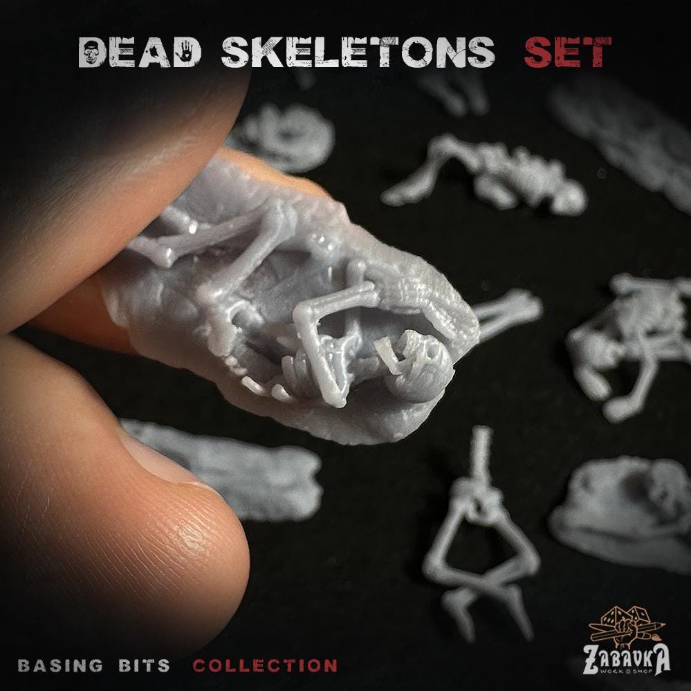 Dead Skeleton Basing Bits | Skeletal Remains Resin Pieces | Miniature Base Decoration | Undead Graveyard Wargaming Diorama Accessories