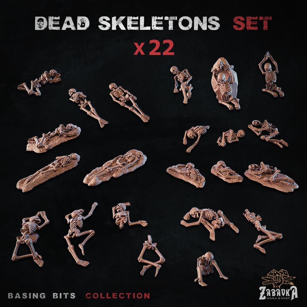 Dead Skeleton Basing Bits | Skeletal Remains Resin Pieces | Miniature Base Decoration | Undead Graveyard Wargaming Diorama Accessories