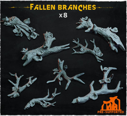 Fallen Branches Basing Bits | Tree Stump & Fungus Resin Pieces | Miniature Base Decoration | Forest Woodland Wargaming Diorama Scatter