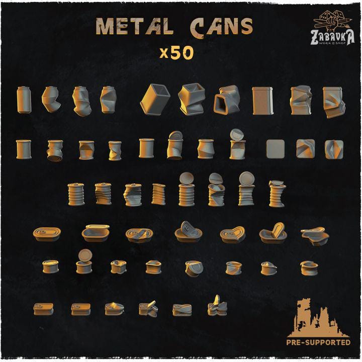 Metal Cans Basing Bits | Tin Can & Trash Resin Pieces | Miniature Base Decoration | Urban Post Apocalyptic Wargaming Diorama Scatter