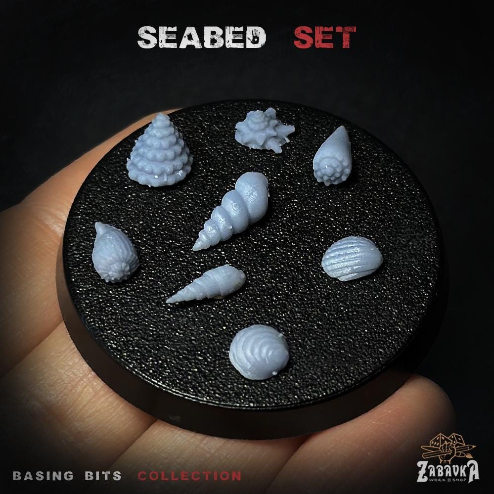 Seabed Basing Bits | Seashell Coral & Rock Resin Pieces | Miniature Base Decoration | Ocean Underwater Wargaming Diorama Scatter