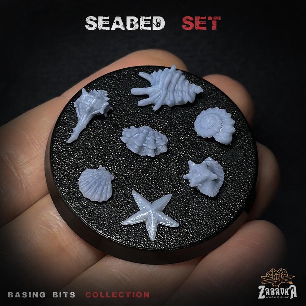 Seabed Basing Bits | Seashell Coral & Rock Resin Pieces | Miniature Base Decoration | Ocean Underwater Wargaming Diorama Scatter