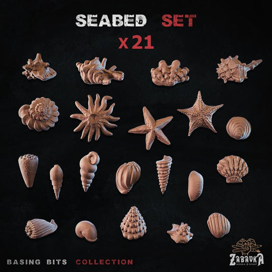 Seabed Basing Bits | Seashell Coral & Rock Resin Pieces | Miniature Base Decoration | Ocean Underwater Wargaming Diorama Scatter
