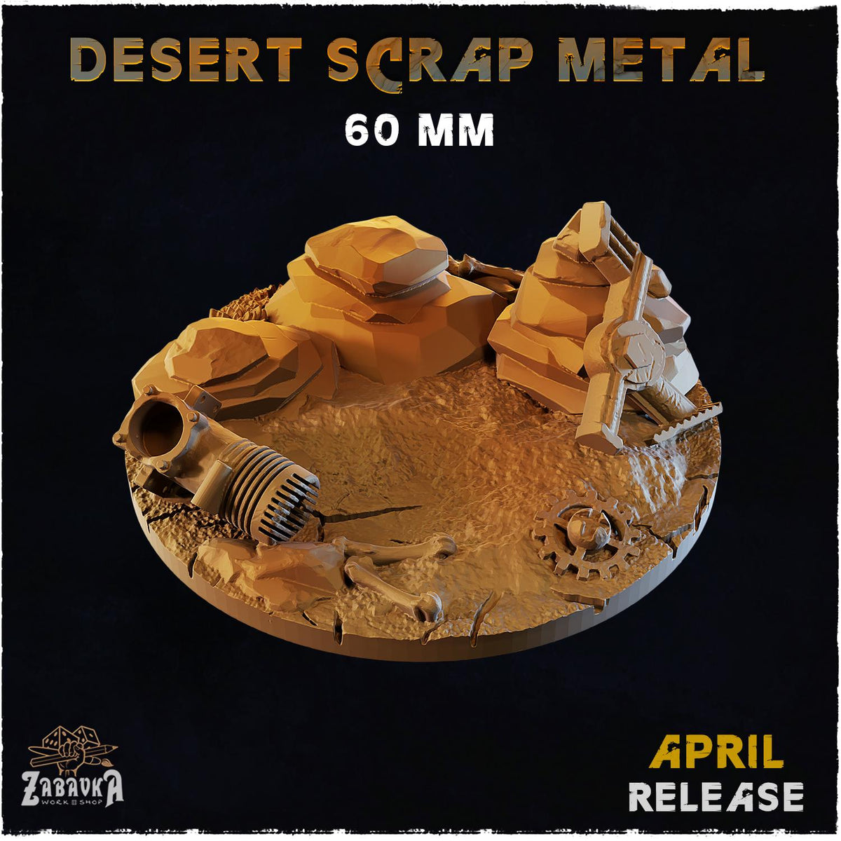 Desert Scrap Metal Miniature Bases & Toppers | 25mm 32mm 40mm Round Oval | Wasteland Wargaming Resin Base Set | Magnet Ready Basing